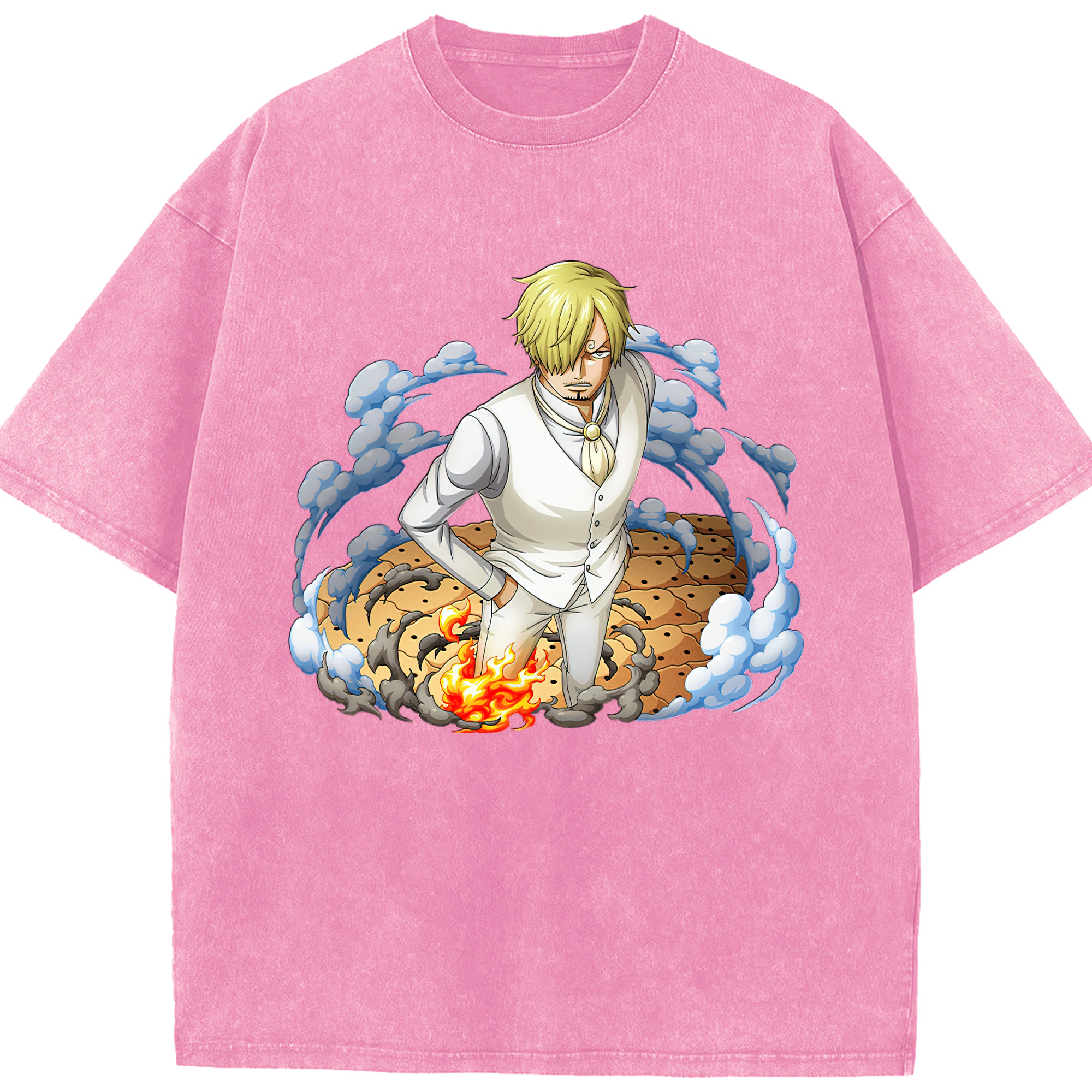 ワンピース サンジ ONE PIECE Sanji 綿100% ヴィンテージ風 半袖Tシャツ（フロントプリント）